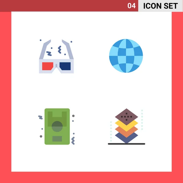 Mobile Interface Flat Icon Set Van Pictogrammen Van Glazen Voetbal — Stockvector