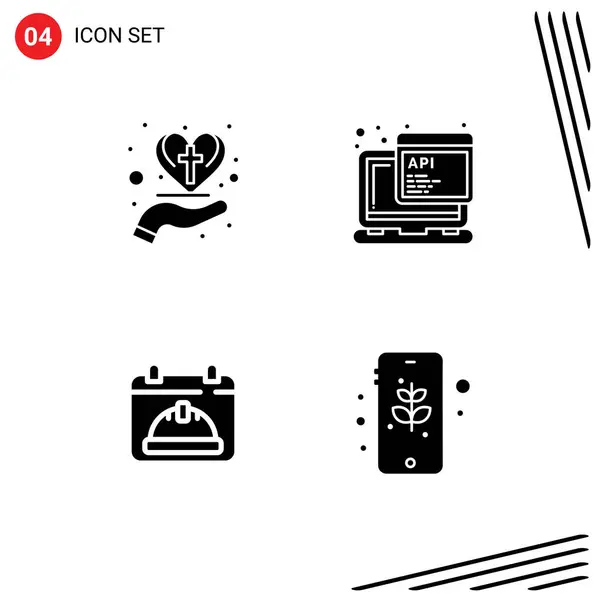 Universal Icon Symbols Group Modern Solid Glyphs Hand Calendar Christian — Stock Vector