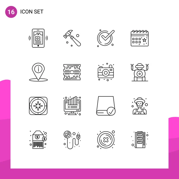 Stock Vector Icon Pack Signos Línea Símbolos Para Lugar Ubicación — Vector de stock