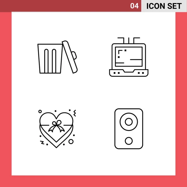 Mobile Interface Line Set Pictograms Ecology Ribbon Trash Heart Devices — Stock Vector