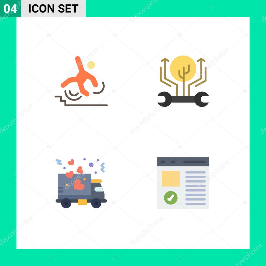 Stock Vector Icon Pack of 4 Line Signs and Symbols for business, hacking, failure, engineering, love Editable Vector Design Elements