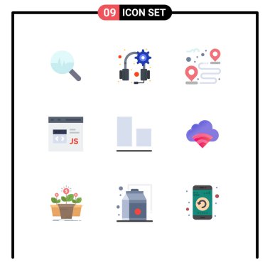 Alt, js, yol, geliştirme, kodlanabilir Vektör Tasarım Elemanları için 9 Ticari Düz Renk paketi