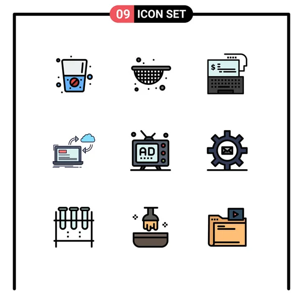 Paket Baris Vektor Yang Dapat Disunting Dari Warna Datar Filledline - Stok Vektor