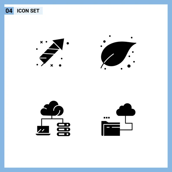 Interface Utilisateur Glyphe Solide Pack Signes Symboles Modernes Pétard Nuage — Image vectorielle