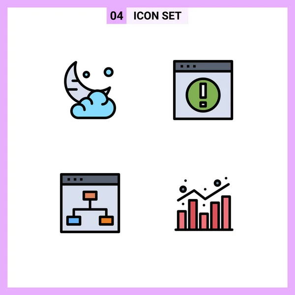 Set Icone Moderne Simboli Segni Luna Manager Cloud Uomini Affari — Vettoriale Stock