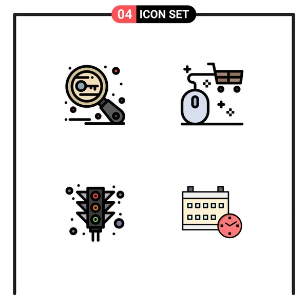 Universal Icon Symbols Group Modern Filledline Flat Colors Key Shopping — Vetor de Stock