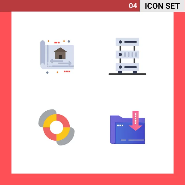 Pictogram Set Simple Flat Icons Blue Print Storage Construction Database — Stockový vektor