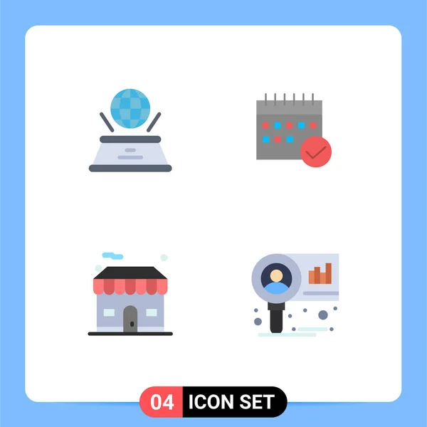 Mobile Interface Flat Icon Set Van Pictogrammen Van Wereld Plan — Stockvector