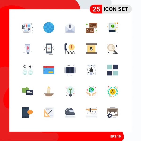 Universal Icon Symbols Group Modern Flat Colors Patrick Trevo Mensagem — Vetor de Stock