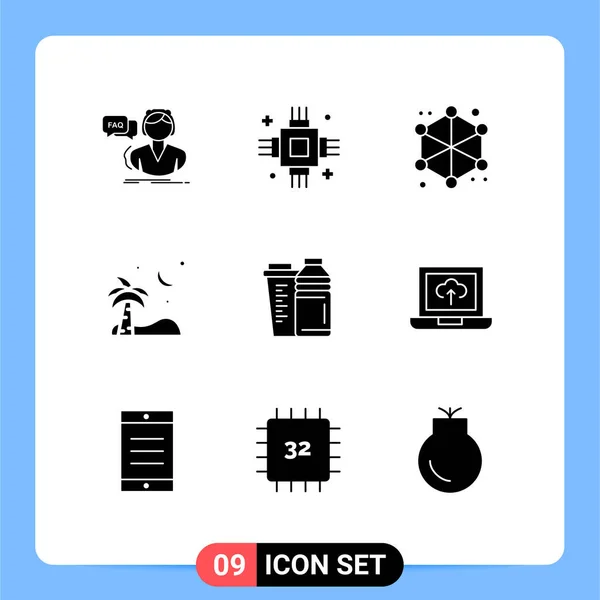 Set Iconos Interfaz Usuario Moderna Símbolos Signos Para Palmeras Playa — Archivo Imágenes Vectoriales