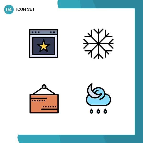 Filledline Flat Color Pack Universal Symbols Article Open Website Weather — Image vectorielle