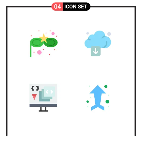 Flat Icon Pack Mit Universellen Symbolen Der Karnevalsmaske Entwickeln Wolke — Stockvektor