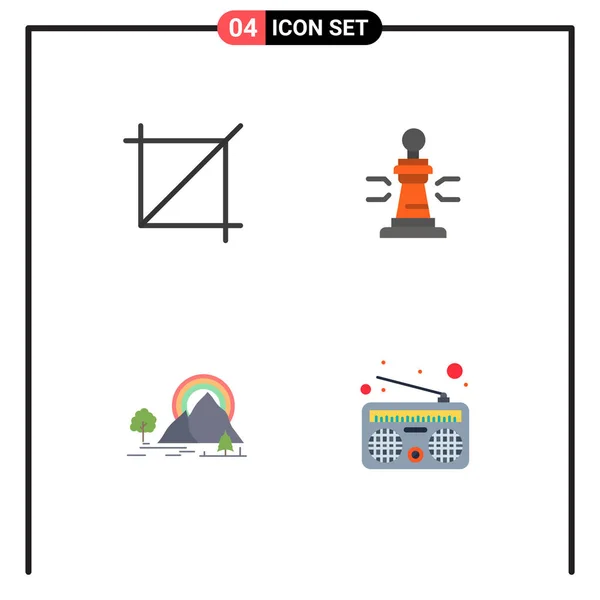 Group Modern Flat Icons Set Crop Landscape Game Poker Rainbow — Stock Vector