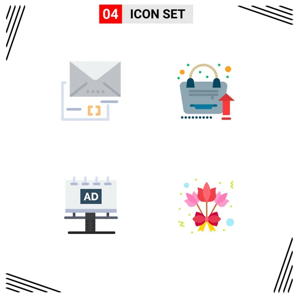 Paquete Iconos Planos Creativos Del Accesorio Tablero Correo Bolso Cartelera — Vector de stock