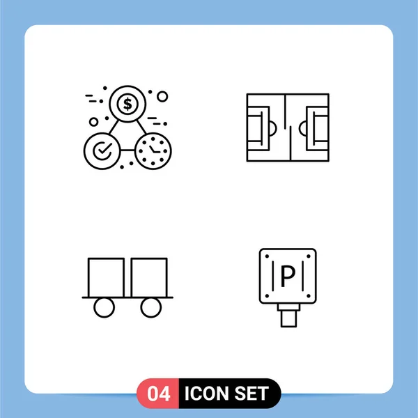 Ligne Vectorielle Modifiable Paquet Couleurs Plates Filledline Simples Horloge Fourche — Image vectorielle