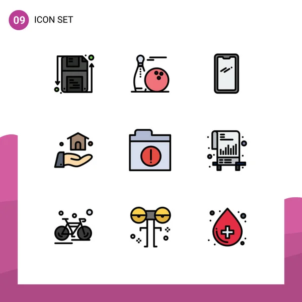 Iconos Creativos Signos Símbolos Modernos Alerta Construir Huelga Edificio Hue — Vector de stock