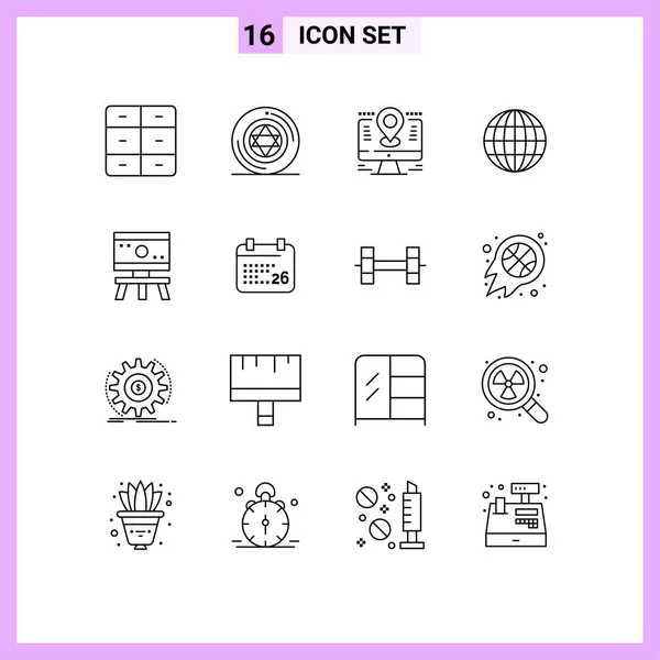 Set Modern Icons Symbols Signs Board Web Map Internet Pin — Stock Vector
