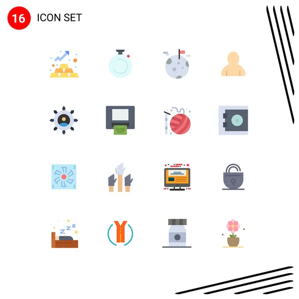 Pack Colores Planos Creativos Conexión Usuario Reloj Avatar Espacio Pack — Vector de stock