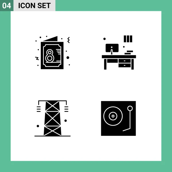 Thematische Vektor Solid Glyphen Und Editierbare Symbole Für Karte Energie — Stockvektor