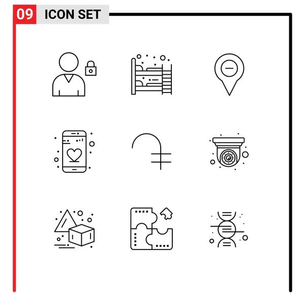Stock Vector Icon Pack Mit Zeilenzeichen Und Symbolen Für Münze — Stockvektor