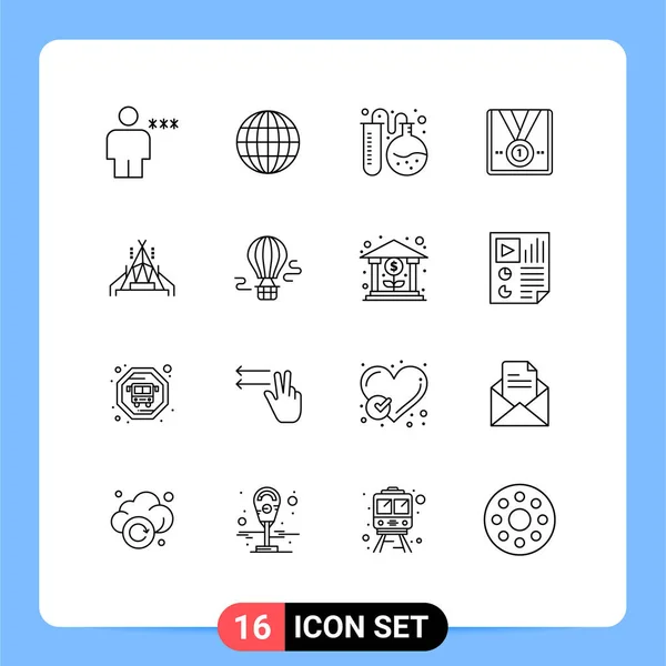 Conjunto Iconos Interfaz Usuario Moderna Signos Símbolos Para Campamento Ganador — Vector de stock