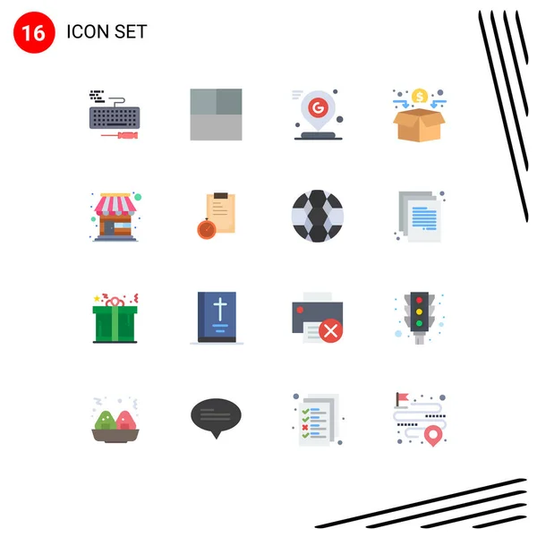 Universal Icon Symbols Group Modern Flat Colores Tienda Edificio Pin — Vector de stock