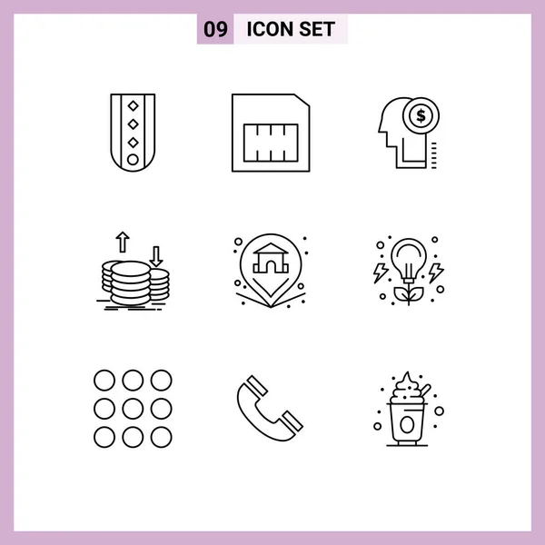 Set Iconos Interfaz Usuario Moderna Símbolos Signos Para Ubicación Oro — Archivo Imágenes Vectoriales