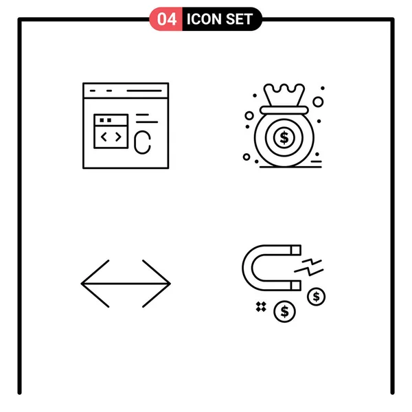 4ユニバーサルライン記号C チャート 左編集可能なベクトルデザイン要素のシンボル — ストックベクタ