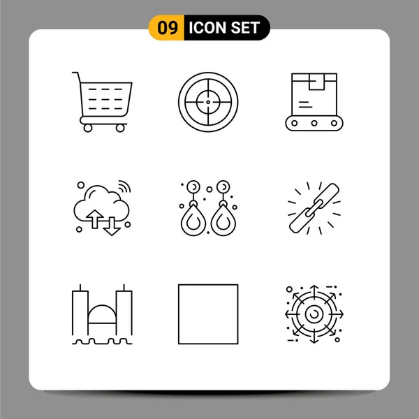 Set Modern Icons Symbols Signs Gemstone Earring Logistics Wifi Internet — Stock Vector