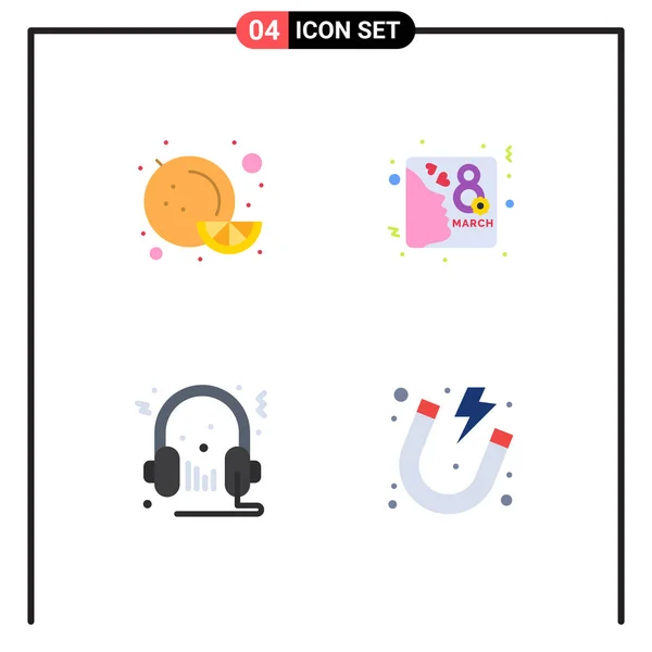 Flat Icon Concept Voor Websites Mobiel Apps Eten Audio Kaart — Stockvector