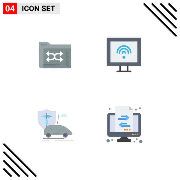 Icon Plano Interface Móvel Conjunto Pictogramas Backup Carro Pasta Internet — Vetor de Stock