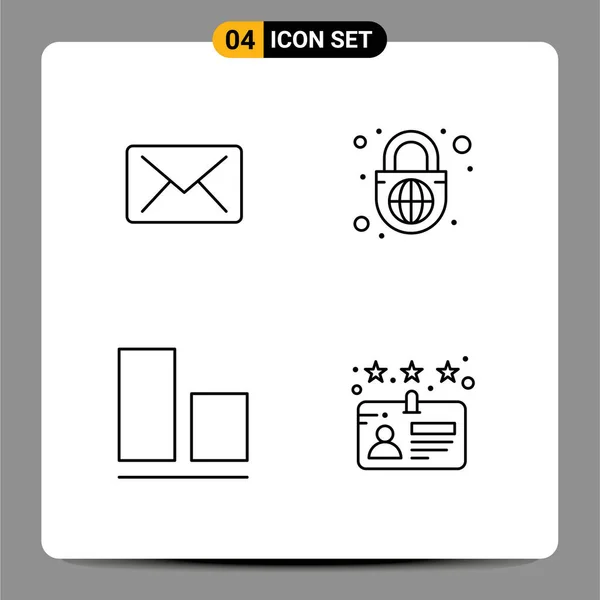 Stock Vector Icon Pack Line Signs Symbols Email Vertical Security — Stock Vector