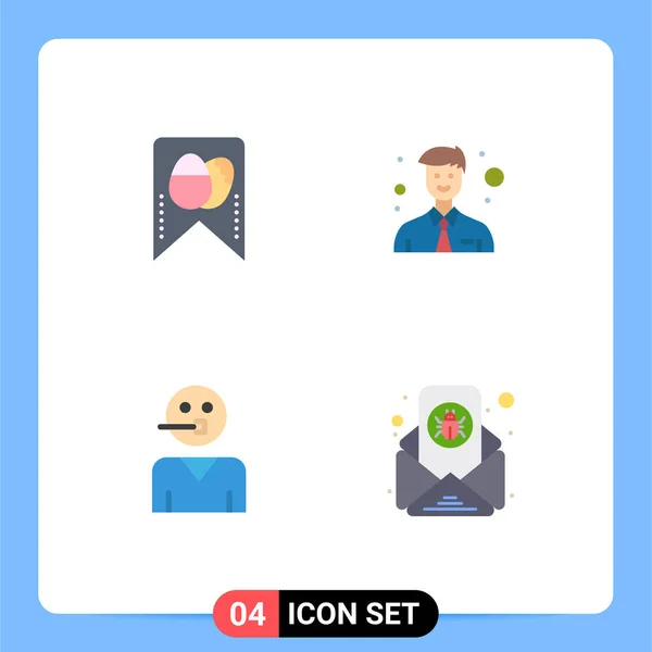 Vector Flat Icons Editable Symbols Tag Support Business Avatar Bug — 스톡 벡터