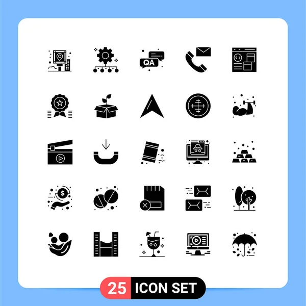 Set Vector Solid Glyphs Grid Info Contact Work Management Contact — Stock Vector