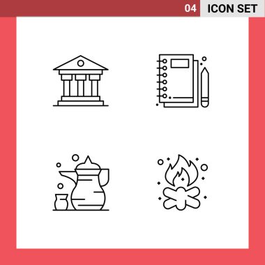 4. Filledline Düz Renk İşaretleri ve Banka, abrahamik, İrlanda, not defteri, İslam Düzenlenebilir Vektör Tasarım Elemanları grubu