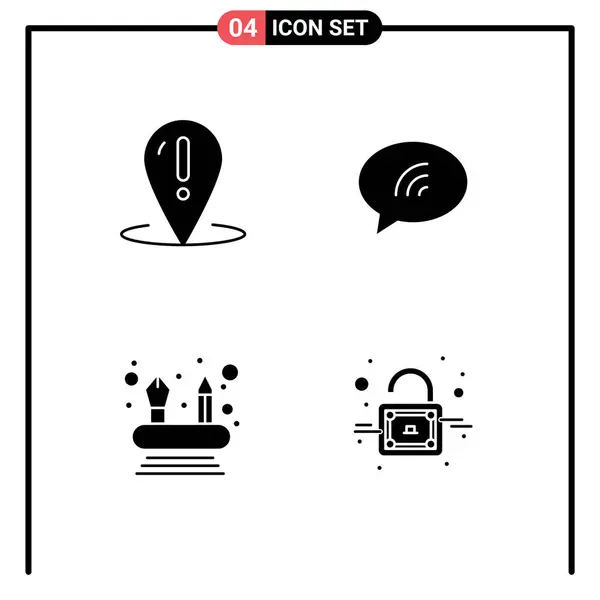 Mobile Interface Solid Glyph Set Pictograms Help Abilities Point Chat — Stock Vector