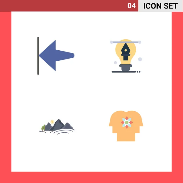 ユーザーインターフェイス4のパック矢印 イラスト 太陽の基本的なフラットアイコン編集可能なベクトルデザイン要素 — ストックベクタ