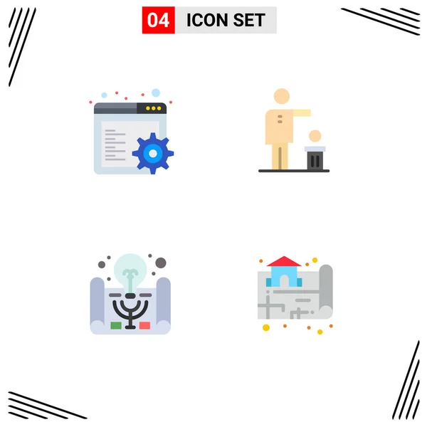 User Interface Pack Mit Einfachen Flachen Icons Von Browser Geschäftsidee — Stockvektor