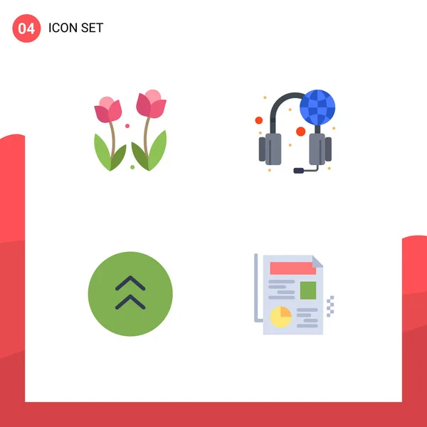 現代的な4つのフラットアイコンのセット植物 サービス 方向の写真編集可能なベクトルデザイン要素 — ストックベクタ