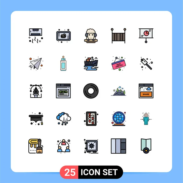 Stock Vector Icon Pack Mit Zeilenzeichen Und Symbolen Für Präsentation — Stockvektor