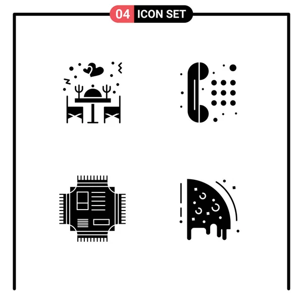 Ensemble Glyphes Vectoriels Solides Sur Grille Pour Dîner Cpu Table — Image vectorielle