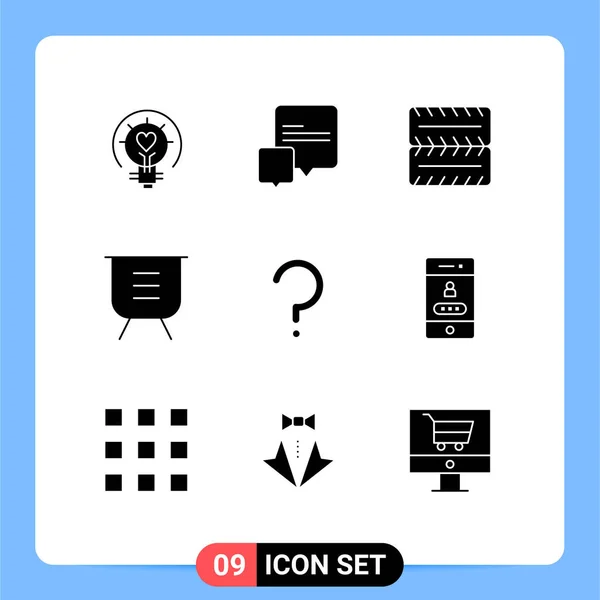 Pictogram Set Simple Solid Glyphs Question Mark Help Wheel Remove — 스톡 벡터