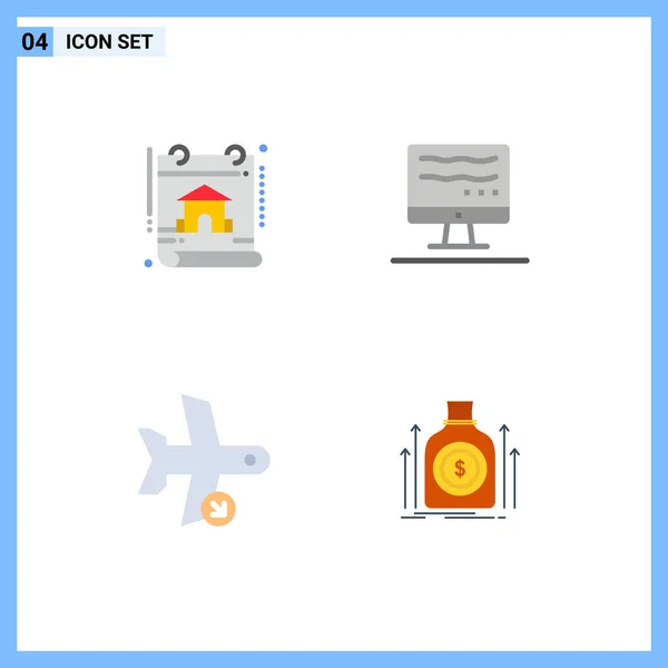 Universal Flat Icon Signos Símbolos Calendario Plano Bienes Raíces Comercialización — Vector de stock