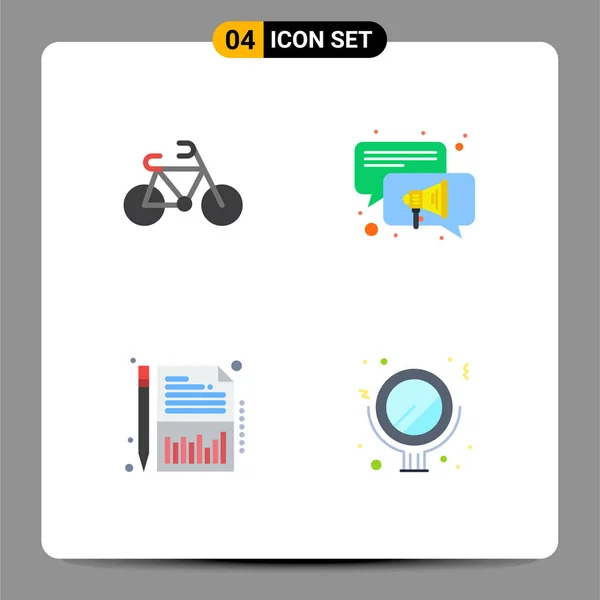 Thematic Vector Flat Icons Editable Symbols Bicycle Sheet Conversation Balance — Stock Vector