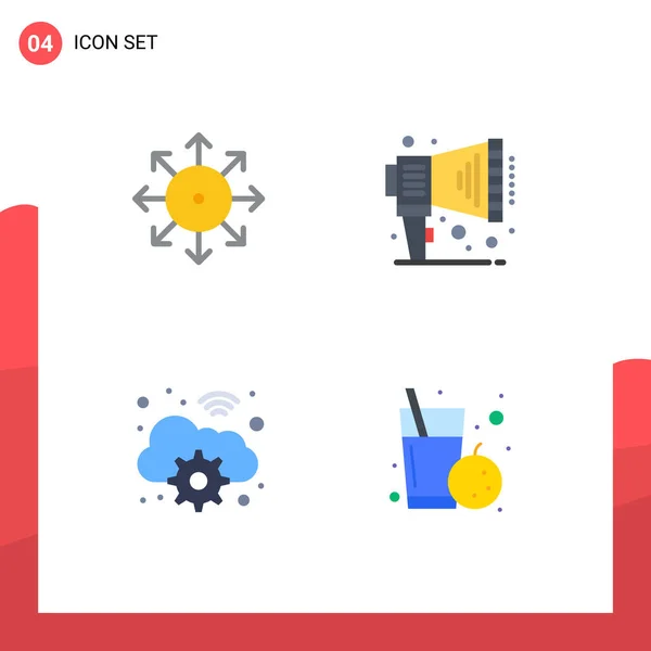 Groep Van Modern Flat Icons Set Voor Advertenties Gear Nieuws — Stockvector