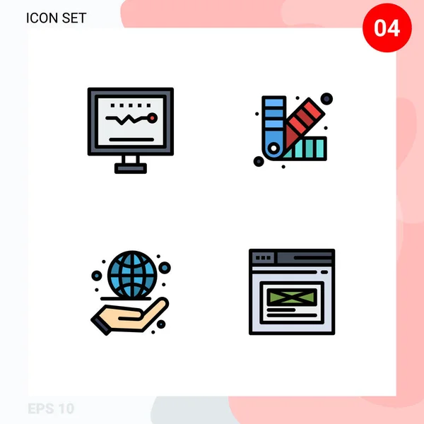 Stock Vector Icon Pack Mit Zeilenzeichen Und Symbolen Für Kardiogramm — Stockvektor