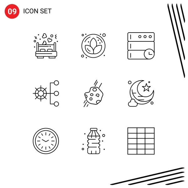 Stock Vector Icon Pack Signos Símbolos Línea Para Meteorito Asteroide — Vector de stock