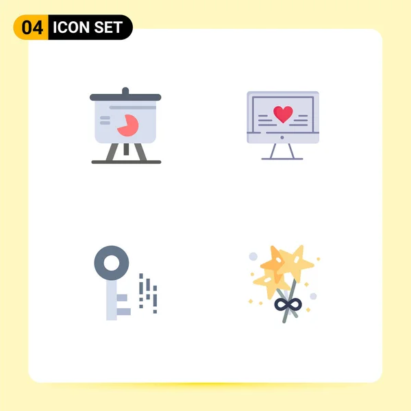 Mobile Interface Flat Icon Set Pictograms Chart Internet Pie Chart — Stockový vektor