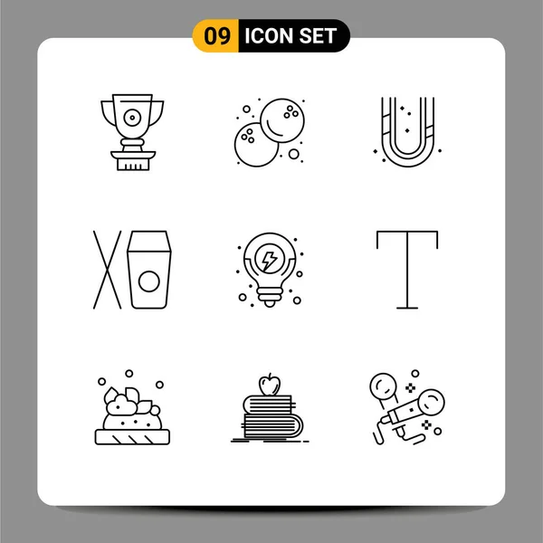 Thematic Vector Outlines Editable Symbols Seo Solution Idea Mechanical Food — Stock Vector