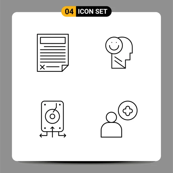 Pictogram Set Simple Filledline Lapos Színek Szerződés Optimizmus Oldal Boldog — Stock Vector